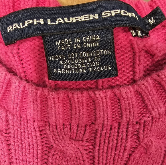 Ralph Lauren Sport Women's Vibrant Pink Cable Knit Sweater Size-M - Picture 5 of 10